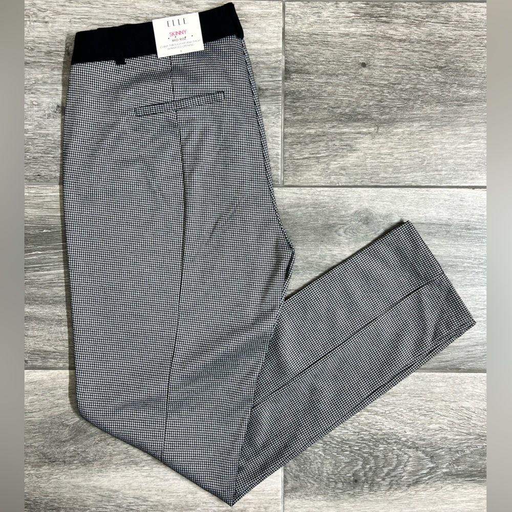 NWT Elle black and white houndstooth pull-on pants